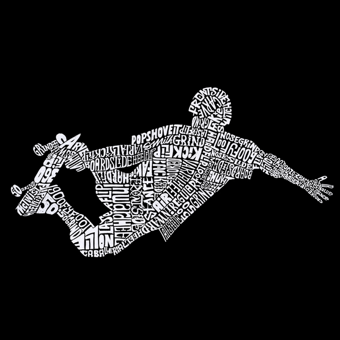 Mens Word Art T-shirt - POPULAR SKATING MOVES & TRICKS