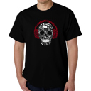 Black XL Mens Word Art T-shirt - Music Notes Skull