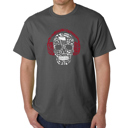 Gray Large Mens Word Art T-shirt - Music Notes Skull