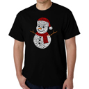 Black Large Christmas Snowman - Mens Word Art T-Shirt
