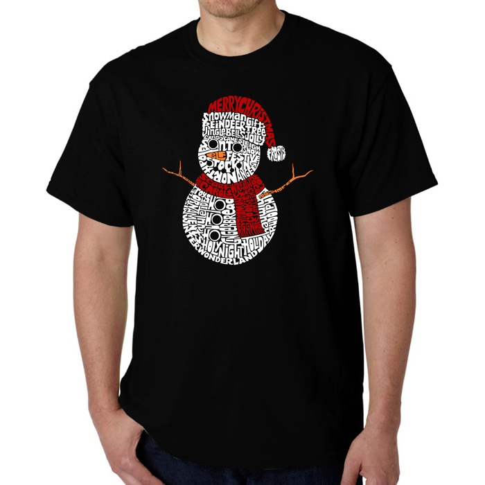 Christmas Snowman - Mens Word Art T-Shirt