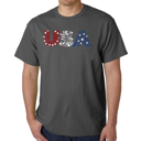 Gray Large USA Fireworks - Mens Word Art T-Shirt