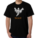 Black Large Halloween Ghost - Mens Word Art T-Shirt