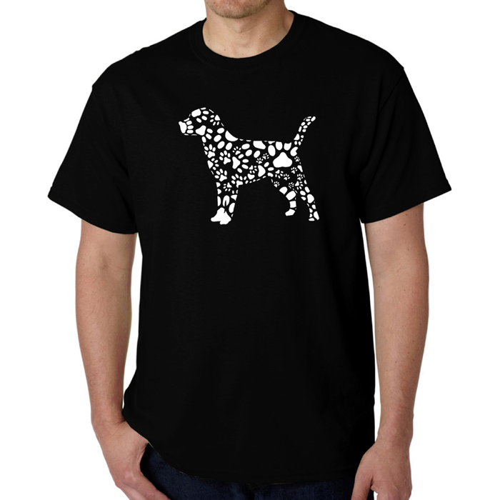 Mens Word Art T-shirt - Dog Paw Prints