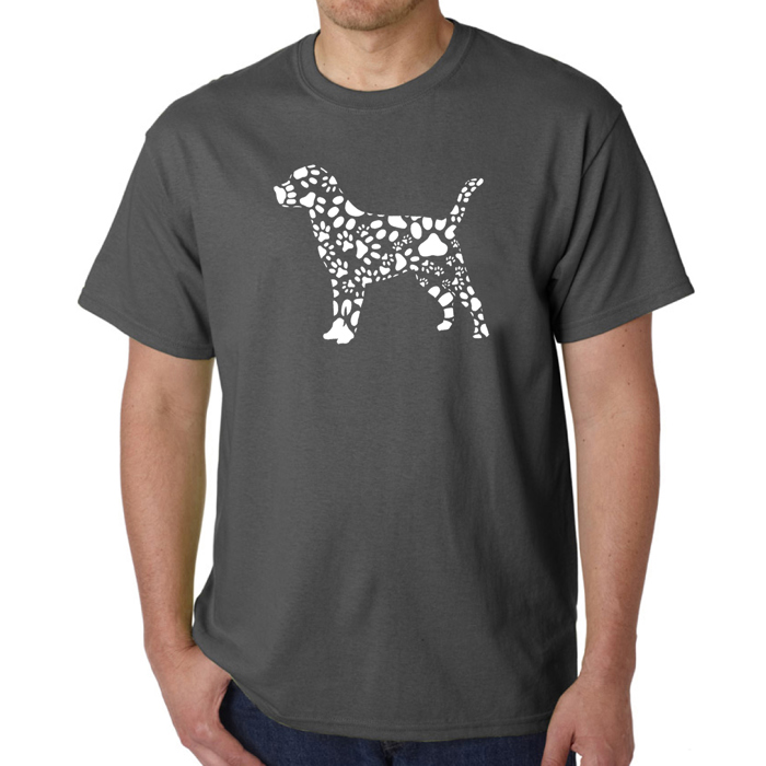 Mens Word Art T-shirt - Dog Paw Prints