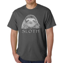Gray XL Mens Word Art T-shirt - Sloth