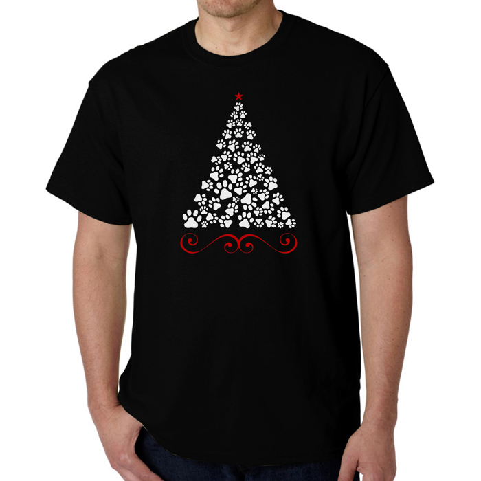 Paw Christmas Tree - Mens Word Art T-Shirt