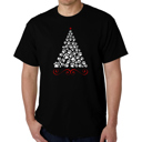 Black XL Paw Christmas Tree - Mens Word Art T-Shirt