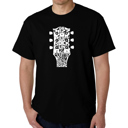Black Large Mens Word Art T-shirt - Guitar Head Music Genres