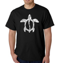 Black Small Mens Word Art T-shirt - Honu Turtle - Hawaiian Islands
