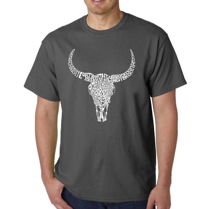Mens Word Art T-shirt - Texas Skull