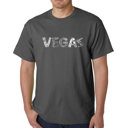 Gray Large Mens Word Art T-shirt - VEGAS