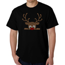 Black XXXL Peeking Reindeer - Mens Word Art T-Shirt