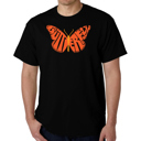 Black Medium Butterfly - Mens Word Art T-Shirt