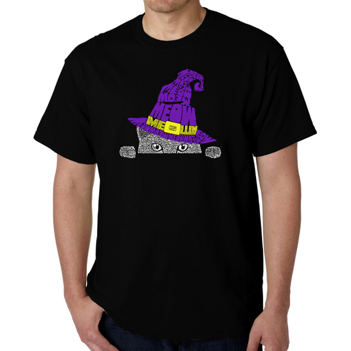 Peeking Witch Cat - Mens Word Art T-Shirt