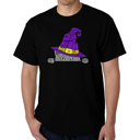 Black Medium Peeking Witch Cat - Mens Word Art T-Shirt