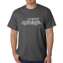 Gray Small Mens Word Art T-shirt - Woody - Classic Surf Songs