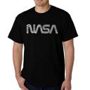Black XXXL Mens Word Art T-shirt - Worm Nasa