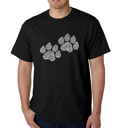 Black XL Mens Word Art T-shirt - Woof Paw Prints