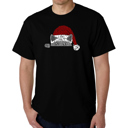 Black Small Christmas Peeking Cat - Mens Word Art T-Shirt