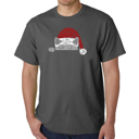 Gray Large Christmas Peeking Cat - Mens Word Art T-Shirt