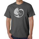 Gray XXL Mens Word Art T-shirt - Yin Yang Cat