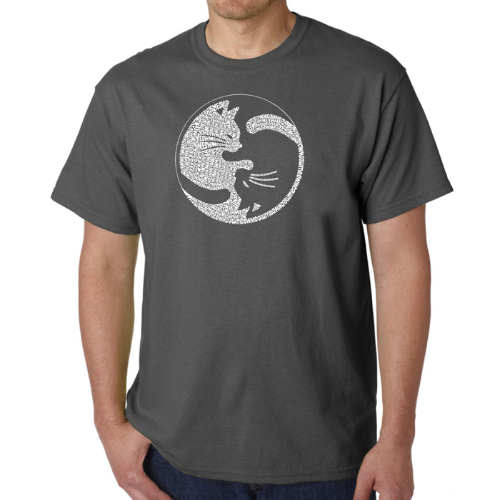 Mens Word Art T-shirt - Yin Yang Cat