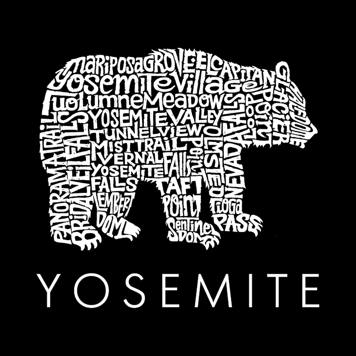 Mens Word Art T-shirt - Yosemite Bear