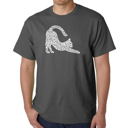 Gray XL Stretching Cat - Mens Word Art T-Shirt