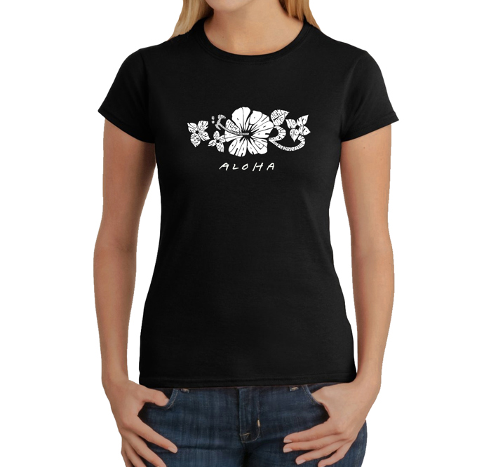 Women's Word Art T-Shirt - ALOHA