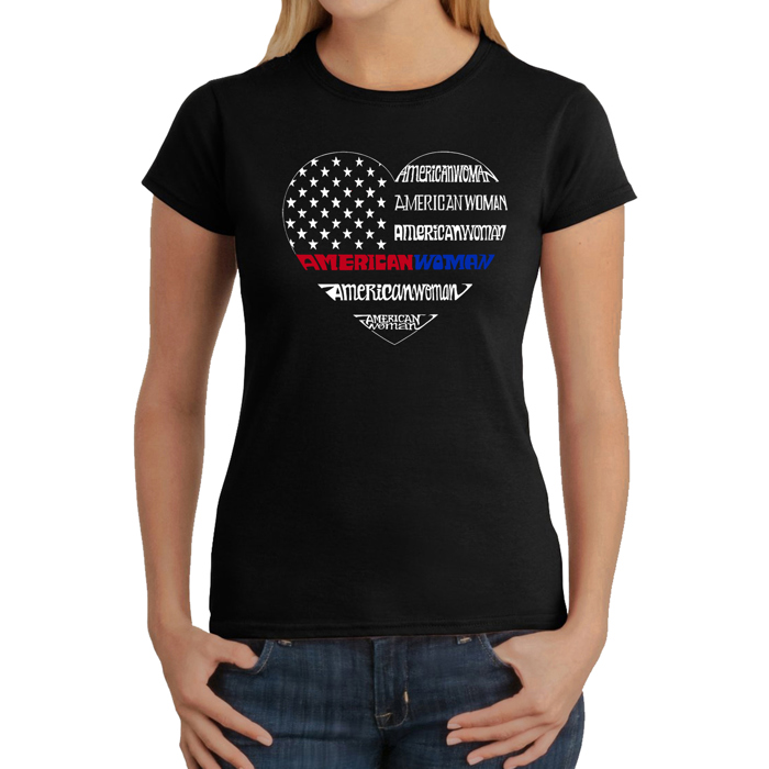 Women's Word Art T-Shirt - American Woman