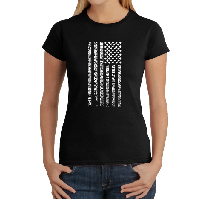 Women's Word Art T-Shirt - National Anthem Flag