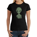 Black XL Women's Word Art T-Shirt - Alien