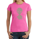 Pink Small Women's Word Art T-Shirt - Alien