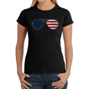Black X-Small Americana Sunglasses - Women's Word Art T-Shirt