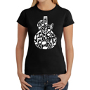 Black Small Music Notes Guitar - Women's Word Art T-Shirt