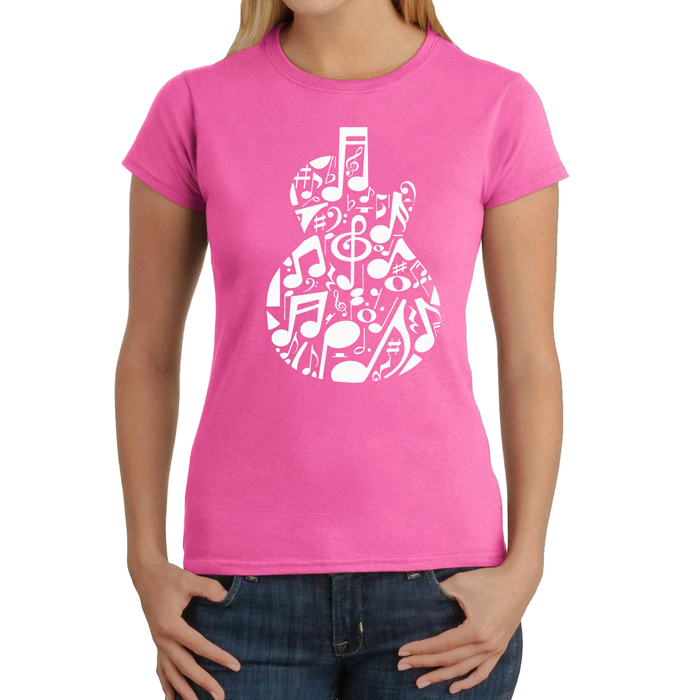 Music Notes Guitar - Women's Word Art T-Shirt