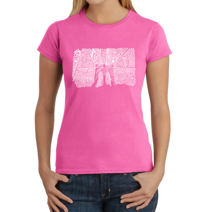 Women's Word Art T-Shirt - Brooklyn Bridge