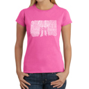 Pink Medium Women's Word Art T-Shirt - Brooklyn Bridge