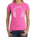 Pink X-Small Women's Word Art T-Shirt - Music Note Headphones