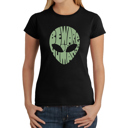 Black X-Small Women's Word Art T-Shirt - Beware of Humans