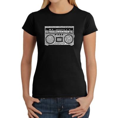 Women's Word Art T-Shirt - Greatest Rap Hits of The 1980's