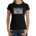 Black X-Small Women's Word Art T-Shirt - Greatest Rap Hits of The 1980's