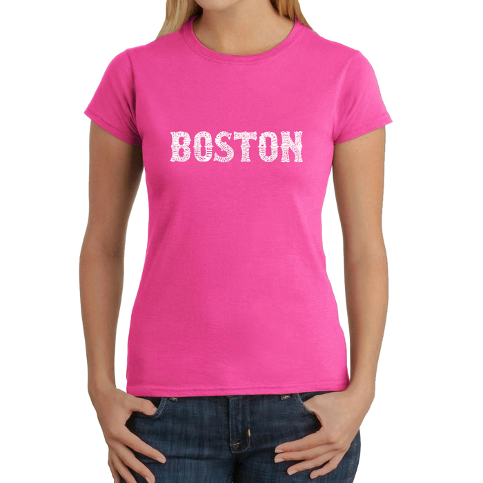 Women's Word Art T-Shirt - BOSTON NEIGHBORHOODS