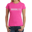 Pink Small Women's Word Art T-Shirt - BROOKLYN NEIGHBORHOODS