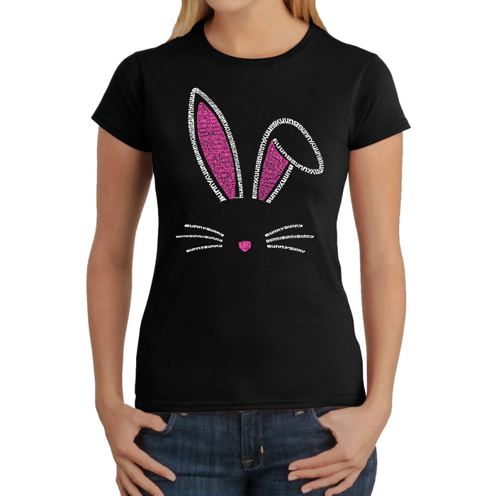 Women's Word Art T-Shirt - Bunny Ears