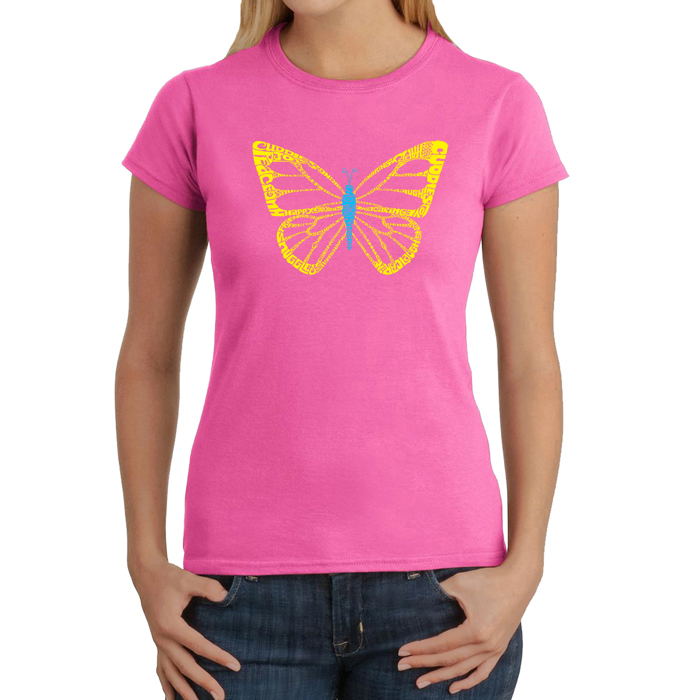 Women's Word Art T-Shirt - Butterfly