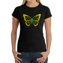 Black XL Women's Word Art T-Shirt - Butterfly