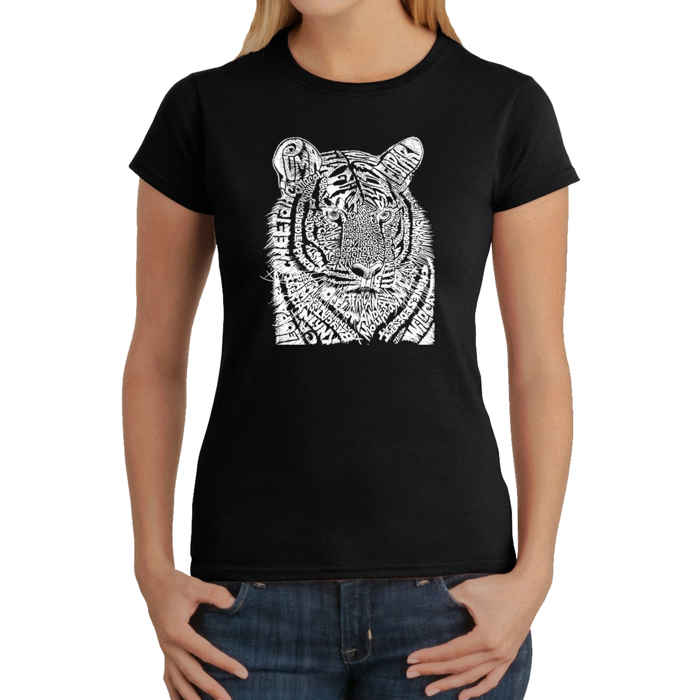 Women's Word Art T-Shirt - Big Cats