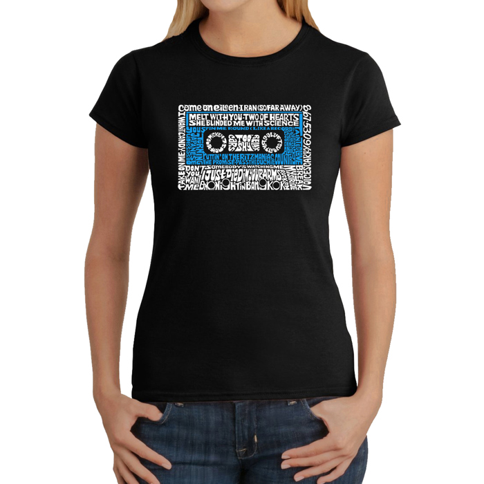 Women's Word Art T-Shirt - 80s One Hit Wonders